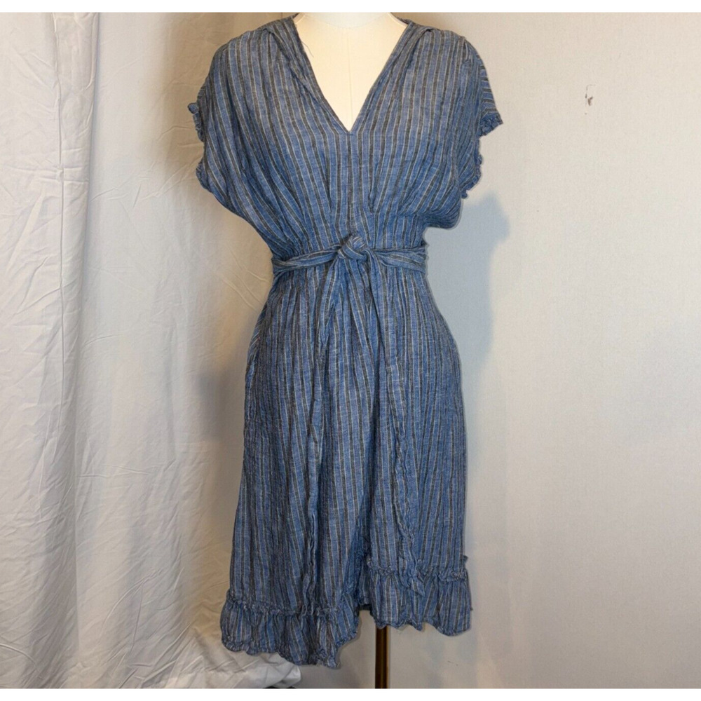 Chelsea & Violet Blue Stripe Dress/Pockets/Front tie/Vacation/Cruise/Summer/Boho